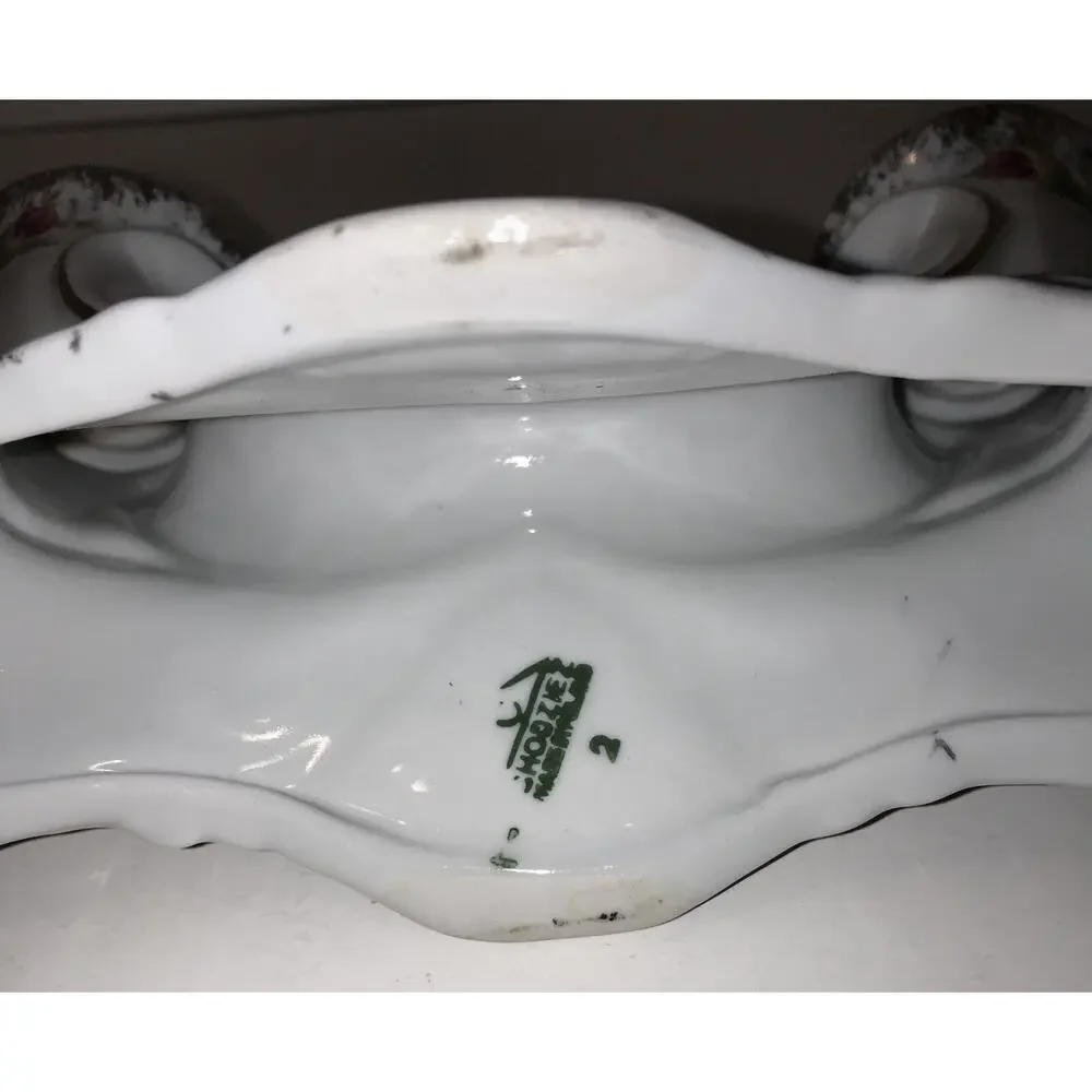 Chodziez Porcelain Candle Stand Poland Majestic Rose Floral Vintage Center Pc